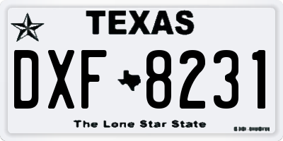 TX license plate DXF8231