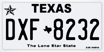 TX license plate DXF8232