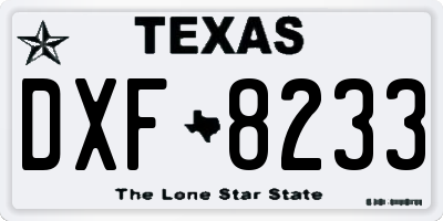 TX license plate DXF8233