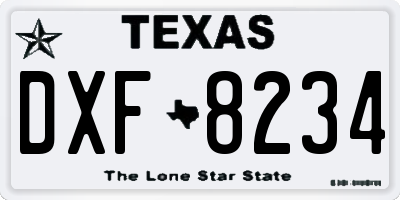 TX license plate DXF8234