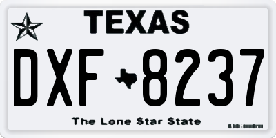 TX license plate DXF8237