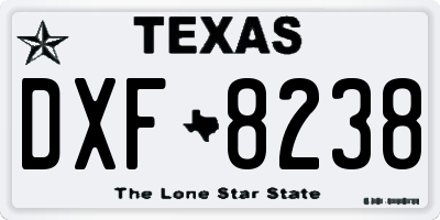 TX license plate DXF8238