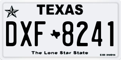 TX license plate DXF8241