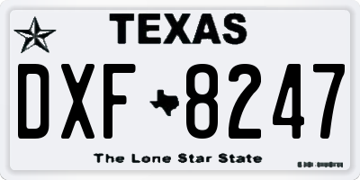 TX license plate DXF8247