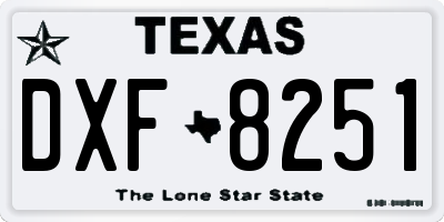 TX license plate DXF8251