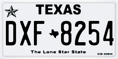 TX license plate DXF8254