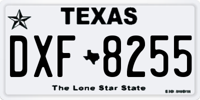 TX license plate DXF8255