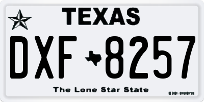 TX license plate DXF8257