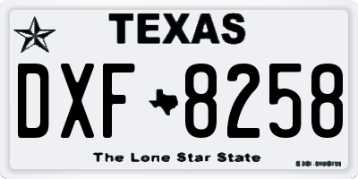 TX license plate DXF8258
