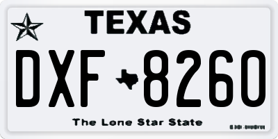 TX license plate DXF8260