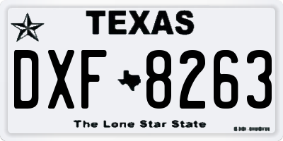 TX license plate DXF8263