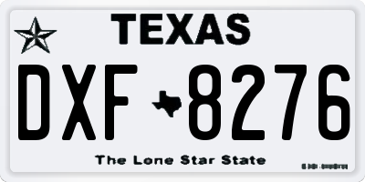TX license plate DXF8276