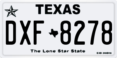 TX license plate DXF8278