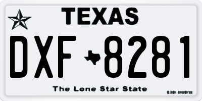 TX license plate DXF8281