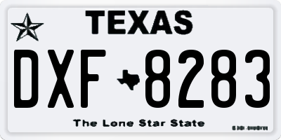 TX license plate DXF8283