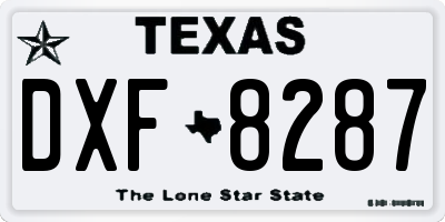 TX license plate DXF8287