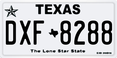 TX license plate DXF8288