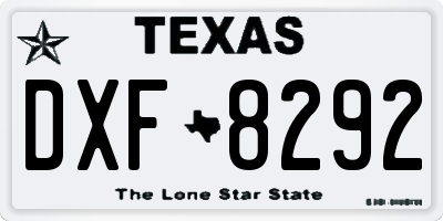 TX license plate DXF8292