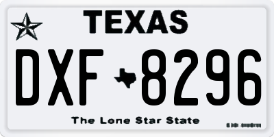 TX license plate DXF8296