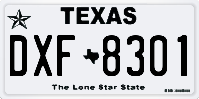 TX license plate DXF8301