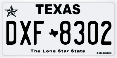 TX license plate DXF8302