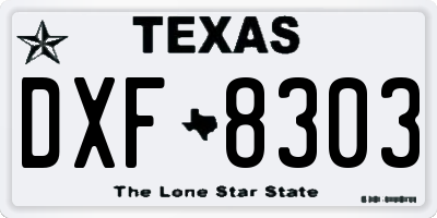 TX license plate DXF8303