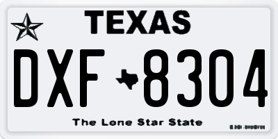 TX license plate DXF8304