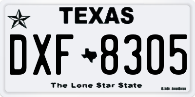 TX license plate DXF8305