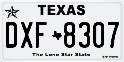 TX license plate DXF8307