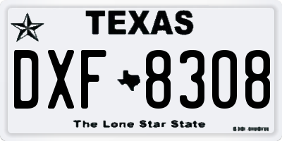 TX license plate DXF8308