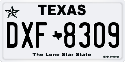 TX license plate DXF8309