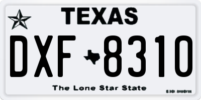 TX license plate DXF8310