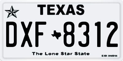 TX license plate DXF8312
