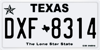 TX license plate DXF8314