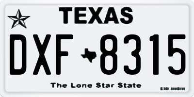TX license plate DXF8315
