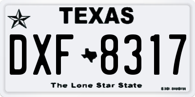 TX license plate DXF8317