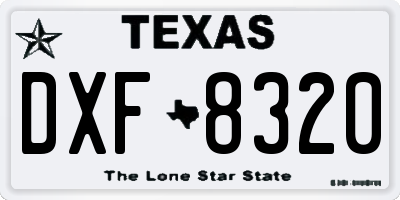 TX license plate DXF8320