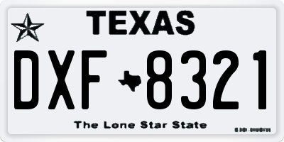 TX license plate DXF8321