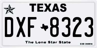 TX license plate DXF8323