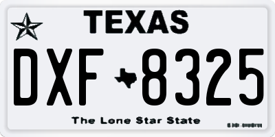 TX license plate DXF8325