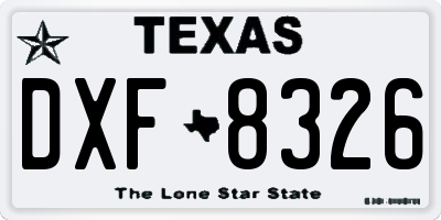 TX license plate DXF8326