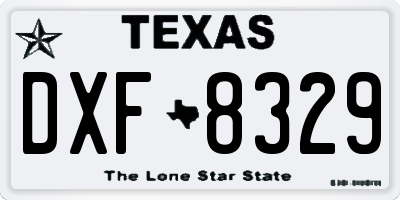 TX license plate DXF8329