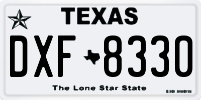 TX license plate DXF8330