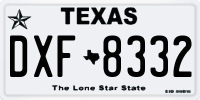 TX license plate DXF8332