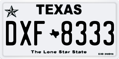 TX license plate DXF8333