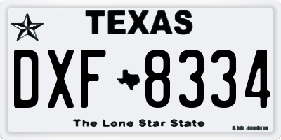 TX license plate DXF8334