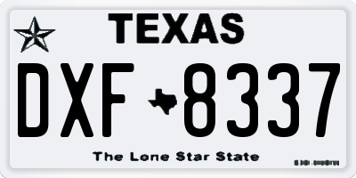 TX license plate DXF8337