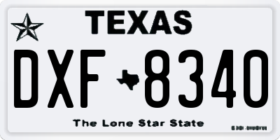 TX license plate DXF8340