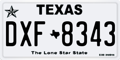 TX license plate DXF8343