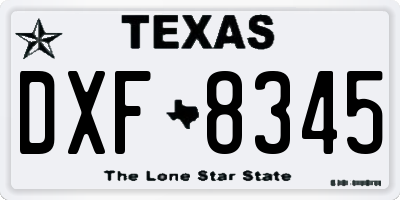 TX license plate DXF8345